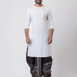 Nakshi Handblock Print Dupion Dhoti For Men - Image 5