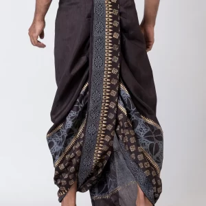 Nakshi Handblock Print Dupion Dhoti For Men - Image 4