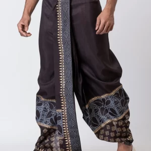 Nakshi Handblock Print Dupion Dhoti For Men - Image 2