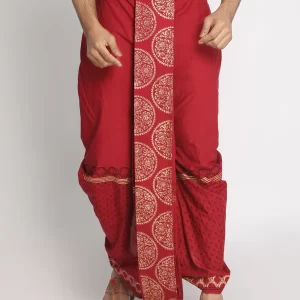 Maroon Rayon Ethnic Pattern Hand Block Print - Image 1