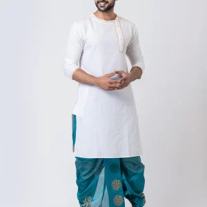 Floral Pattern Hand Block Print Free Size Dhoti - Image 1