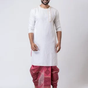 Nakshi handblock Print Dupion Dhoti For Men - Image 1
