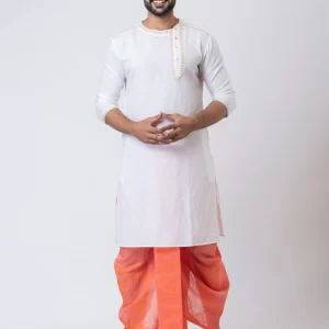 Handblock Print Dupion Dhoti For Men - Image 1