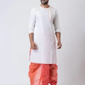 Nakshi Dupion Floral Pattern Dhoti - Image 1