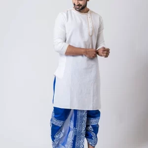 Handblock Print Dupion Dhoti For Men - Image 2