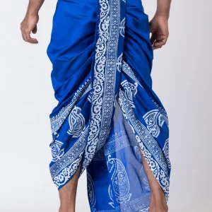 Handblock Print Dupion Dhoti For Men - Image 3