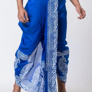 Handblock Print Dupion Dhoti For Men - Image 5