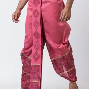 Nakshi handblock Print Dupion Dhoti For Men - Image 3