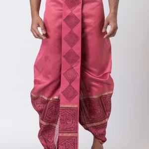 Nakshi handblock Print Dupion Dhoti For Men - Image 5