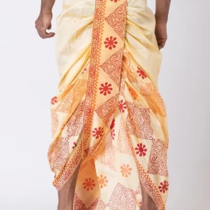 Nakshi handblock Print Dupion Dhoti For Men - Image 5