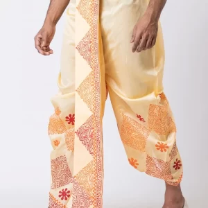 Nakshi handblock Print Dupion Dhoti For Men - Image 4