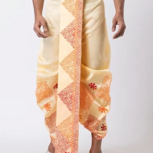 Nakshi handblock Print Dupion Dhoti For Men - Image 2