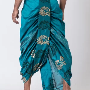 Floral Pattern Hand Block Print Free Size Dhoti - Image 4