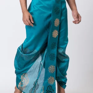 Floral Pattern Hand Block Print Free Size Dhoti - Image 5