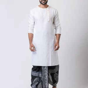 Floral Pattern Hand Block Print Free Size Dhoti - Image 1