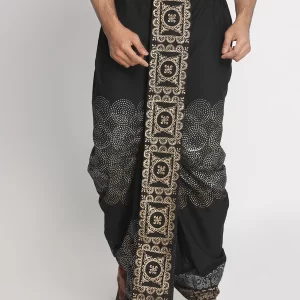 Black Rayon Ethnic Pattern Hand Block Print - Image 1