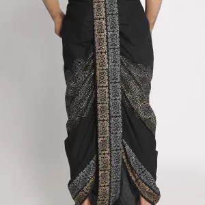 Black Rayon Ethnic Pattern Hand Block Print - Image 4