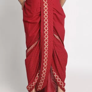 Maroon Rayon Ethnic Pattern Hand Block Print - Image 5