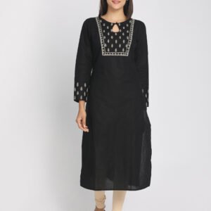 Elegant Nakshi Black Women’s Kurti with Zari work. - Image 1