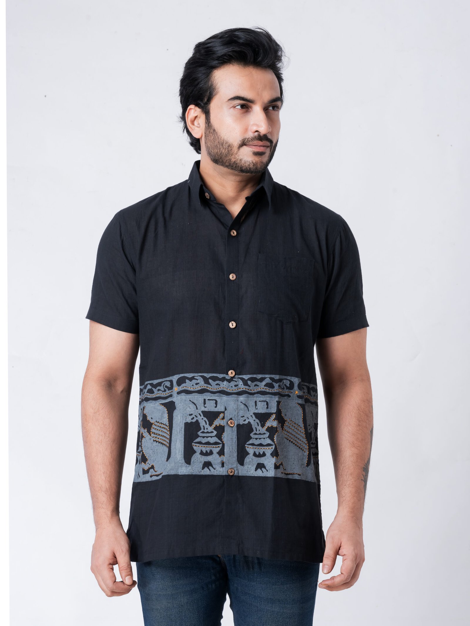 Men’s Black Printed Casual Shirt
